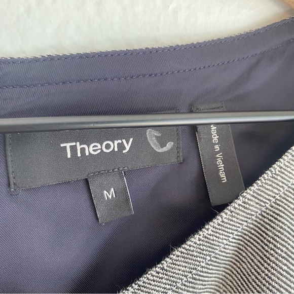 Theory Structured Shift Dress Women's Small Gray Linen Twill Cap Sleeve - Picture 5 of 7